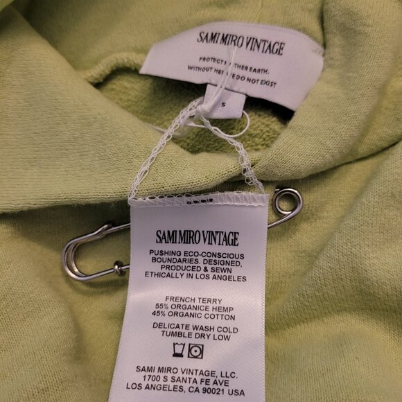 NEW SAMI MIRO Women's Mini Safety Pin Pullover Hoodie Matcha(Green) Size S - Picture 6 of 6